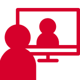 Schematisiertes Bild eines Gesprächs via Videokonferenz
